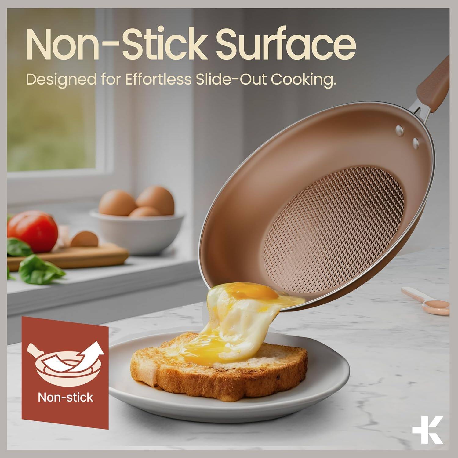 Non-Stick Surface  
Designed for Effortless Slide-Out Cooking.  

Non-stick