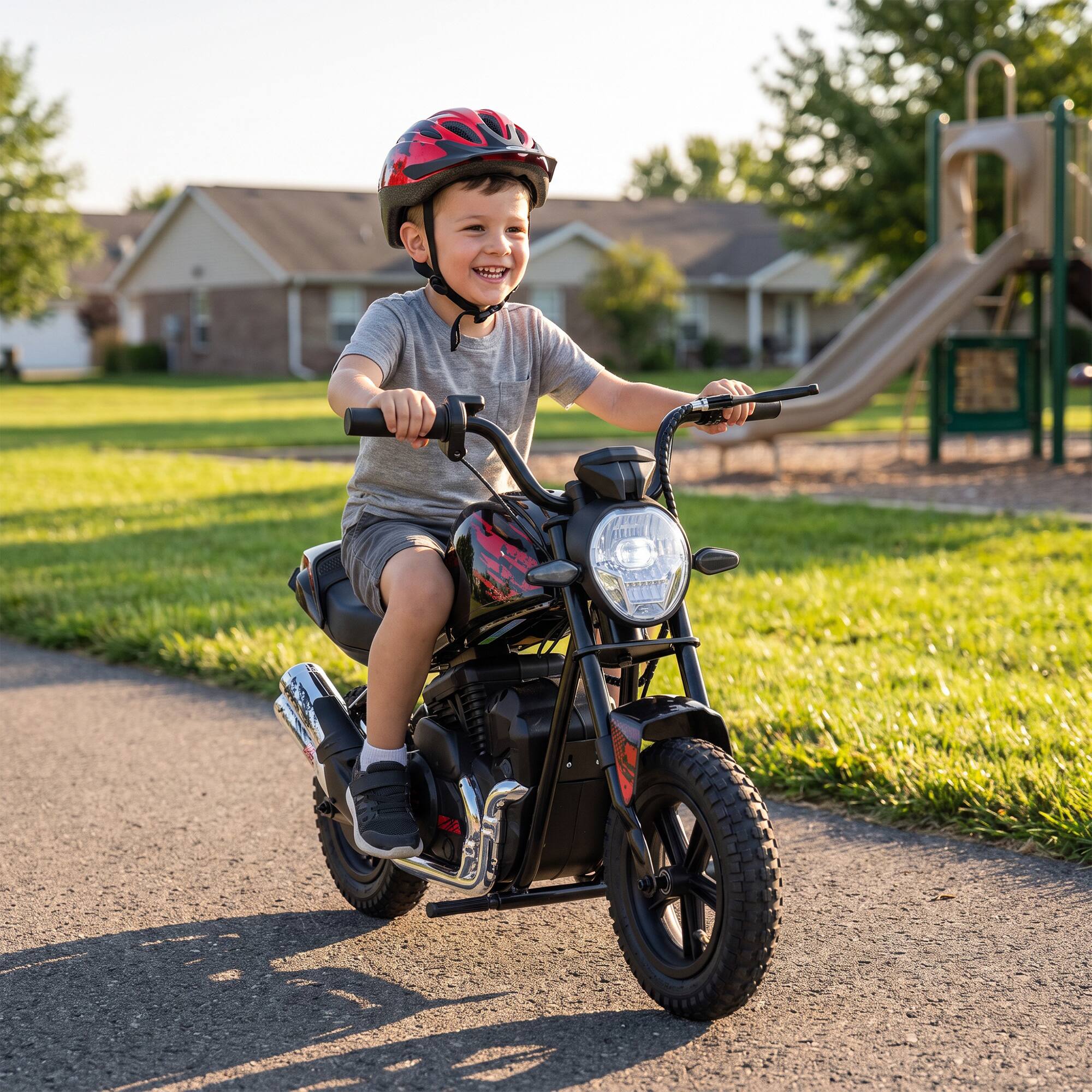 Alt View 8. Qaba - Kids Electric Motorcycle with 180W Motor, 12" Rubber Tires, Up to 11MPH - Black.