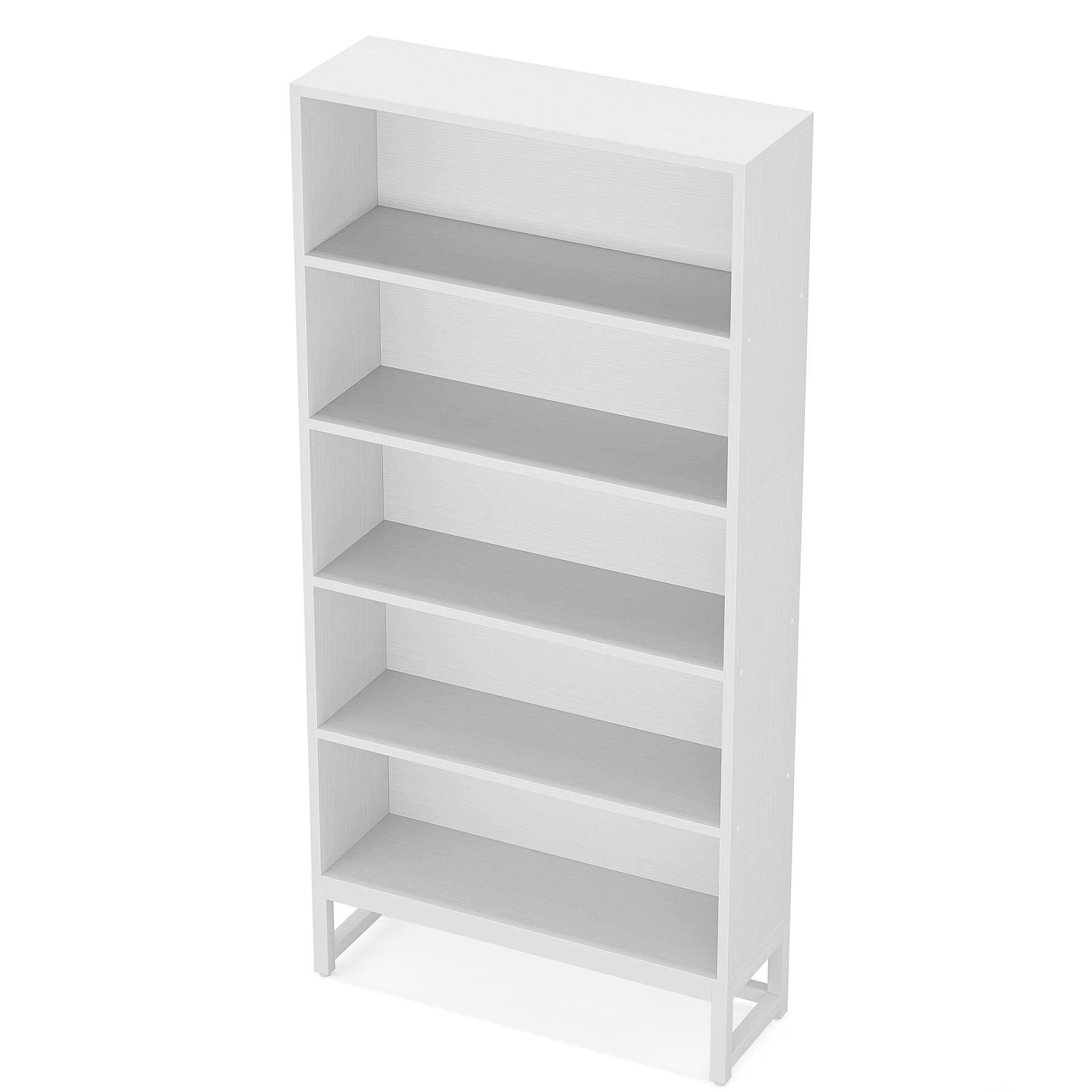Left. Kadyn - Kadyn Bookshelf, Tall Library Shelf - Sturdy Construction for Heavy Hardbacks, Figures & More, White - White.