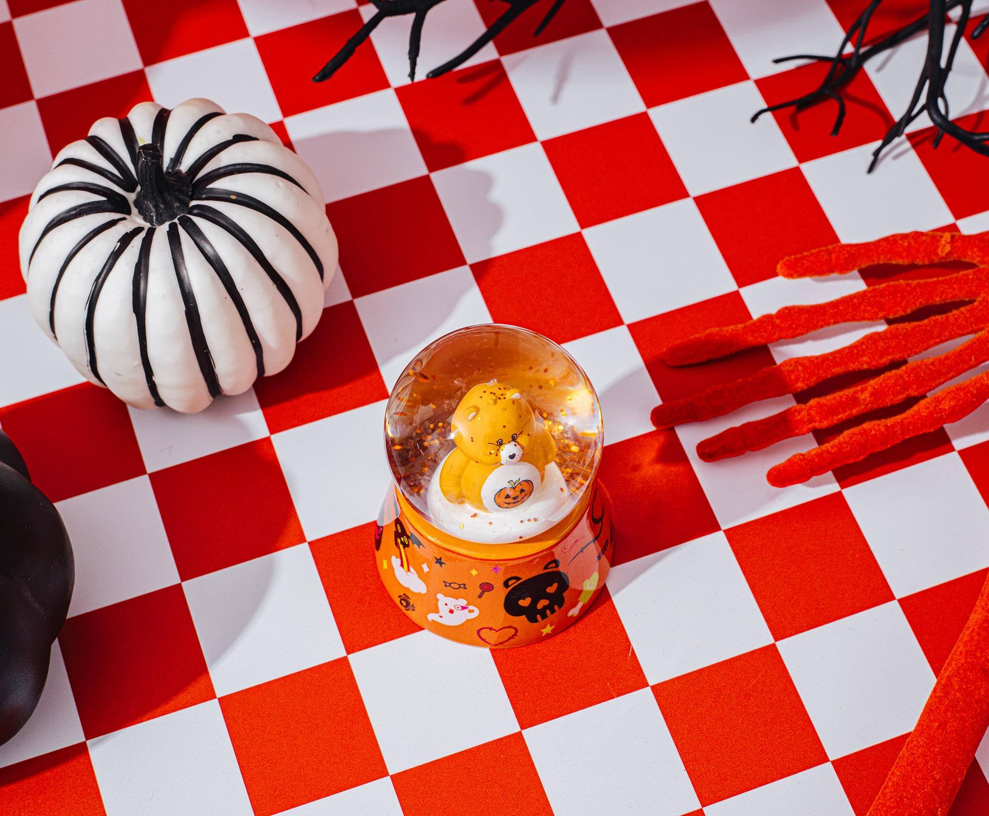 Alt View 4. Care Bears - Care Bears Trick-Or-Sweet Bear Mini Light-Up Snow Globe | 3 Inches Tall - Orange.