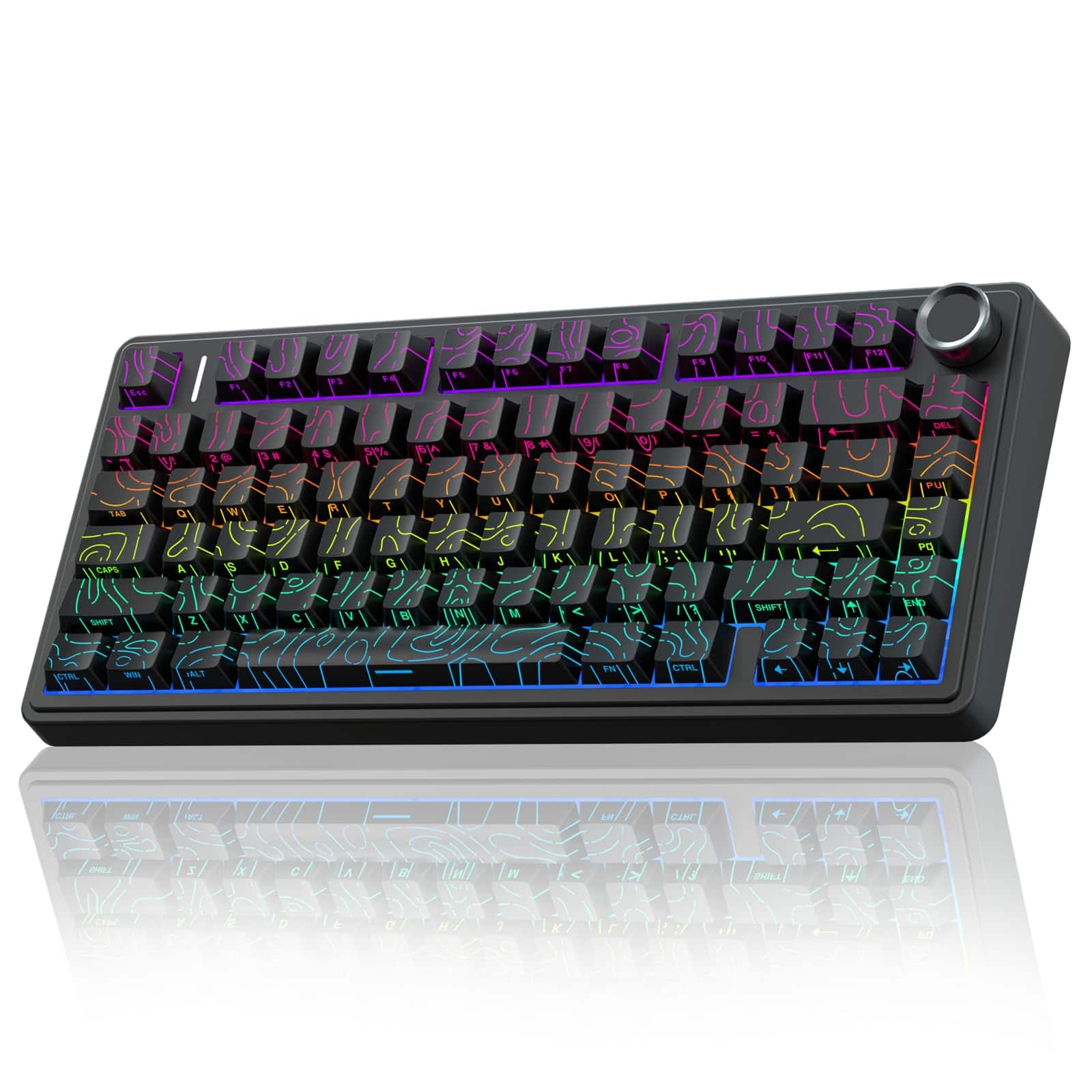 Stamp n Camp - F75 Pro Wireless Mechanical 75% Hot Swappable Custom Rgb Backlit Pre-lubed Reaper Switches Side Printed Pbt Keycaps - F75 Pro-Line Black