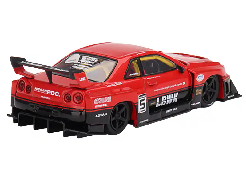 Mini GT 1:64 Nissan LB-ER34 Super Silhouette Skyline (Rosso/Nero) - Edizione Limitata MGT00843 - Foto 4