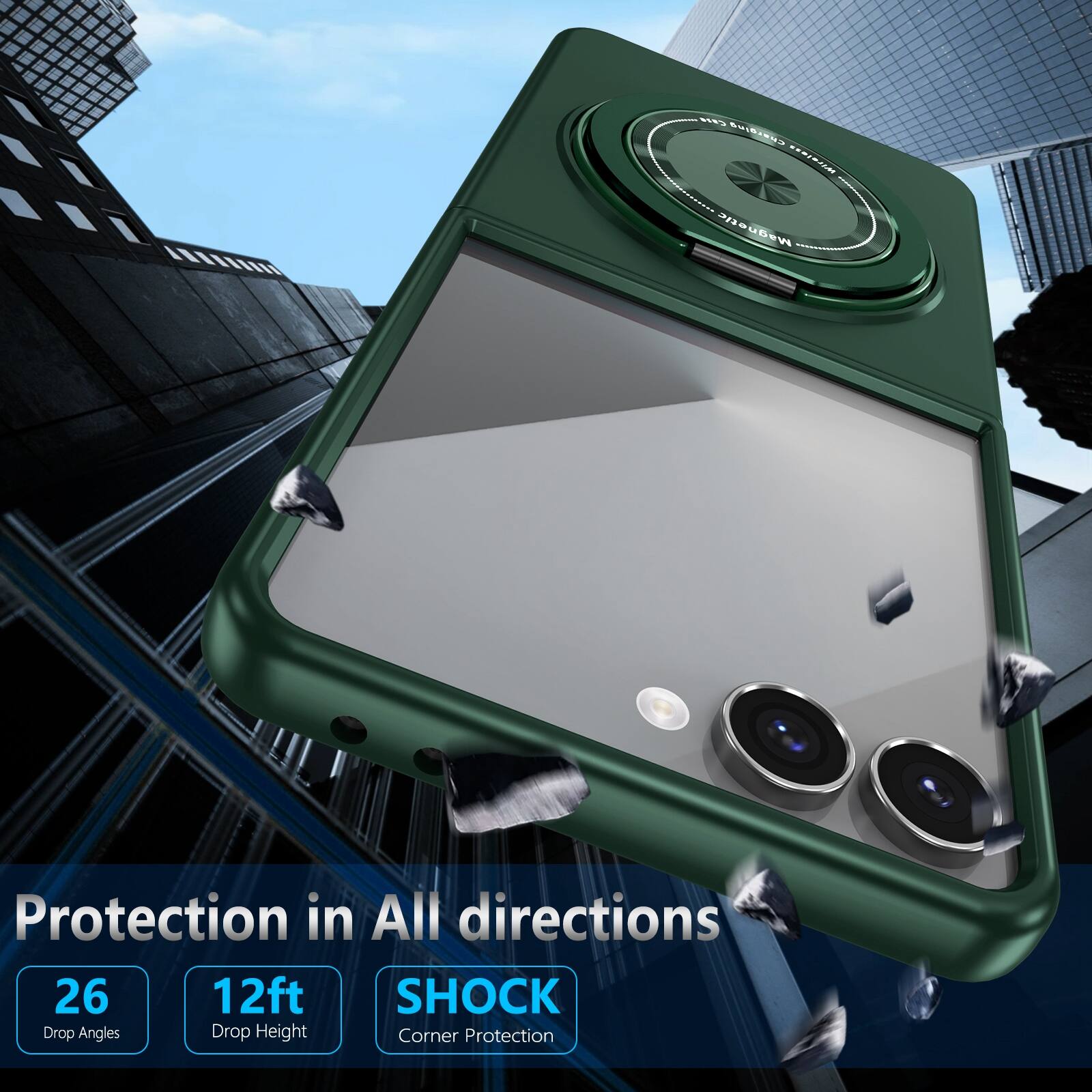 Protection in All directions

26 Drop Angles

12ft Drop Height

SHOCK Corner Protection