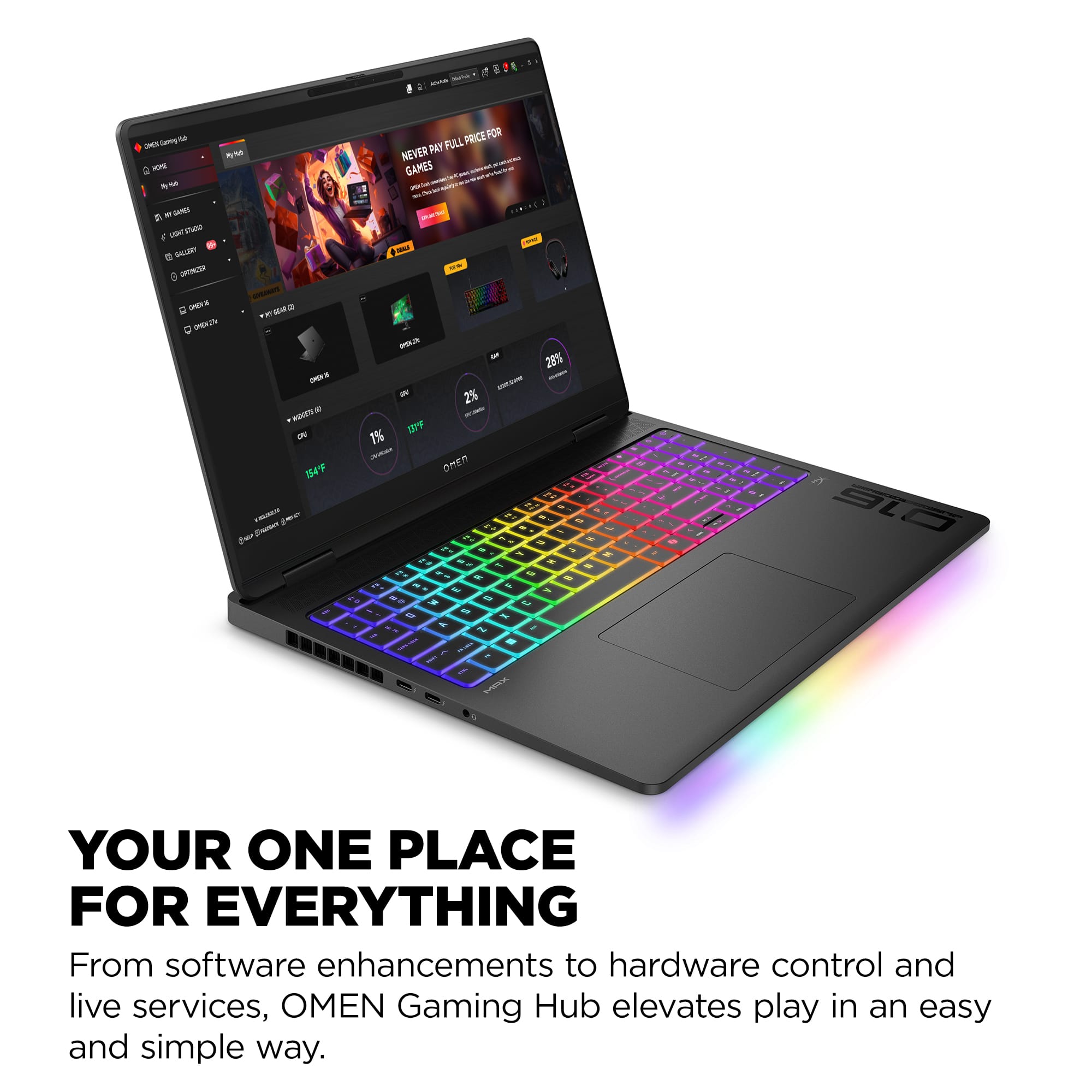 Your One Place for Everything
From software enhancements to hardware control and live services, OMEN Gaming Hub elevates play in an easy and simple way.