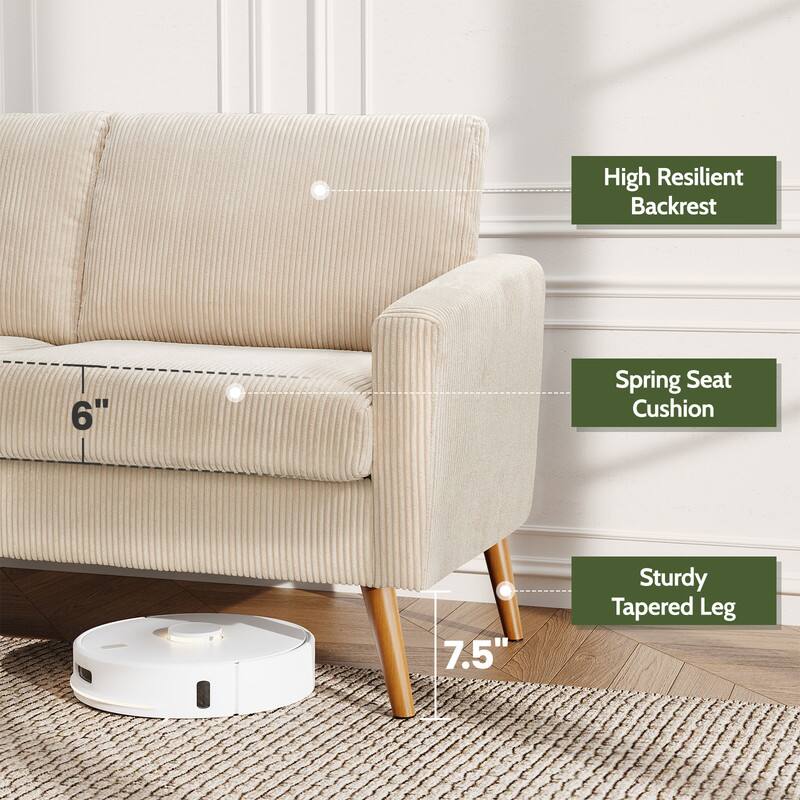 High Resilient Backrest  
6" Spring Seat Cushion  
7.5" Sturdy Tapered Leg