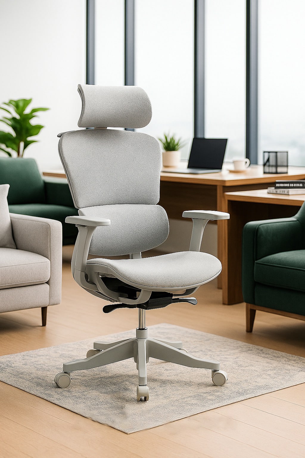 Front. GOODSILO - Ergonomic High Back Mesh Office Chair with Adjustable Lumbar Support - Grey.