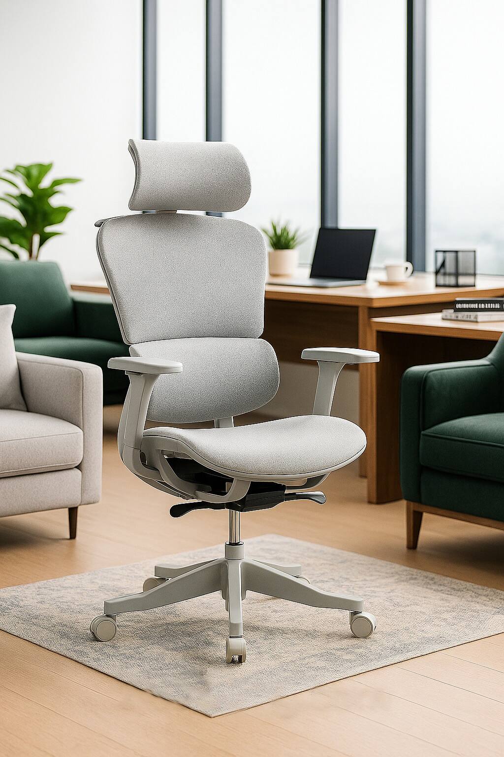 Front. GOODSILO - Ergonomic High Back Mesh Office Chair with Adjustable Lumbar Support - Grey.