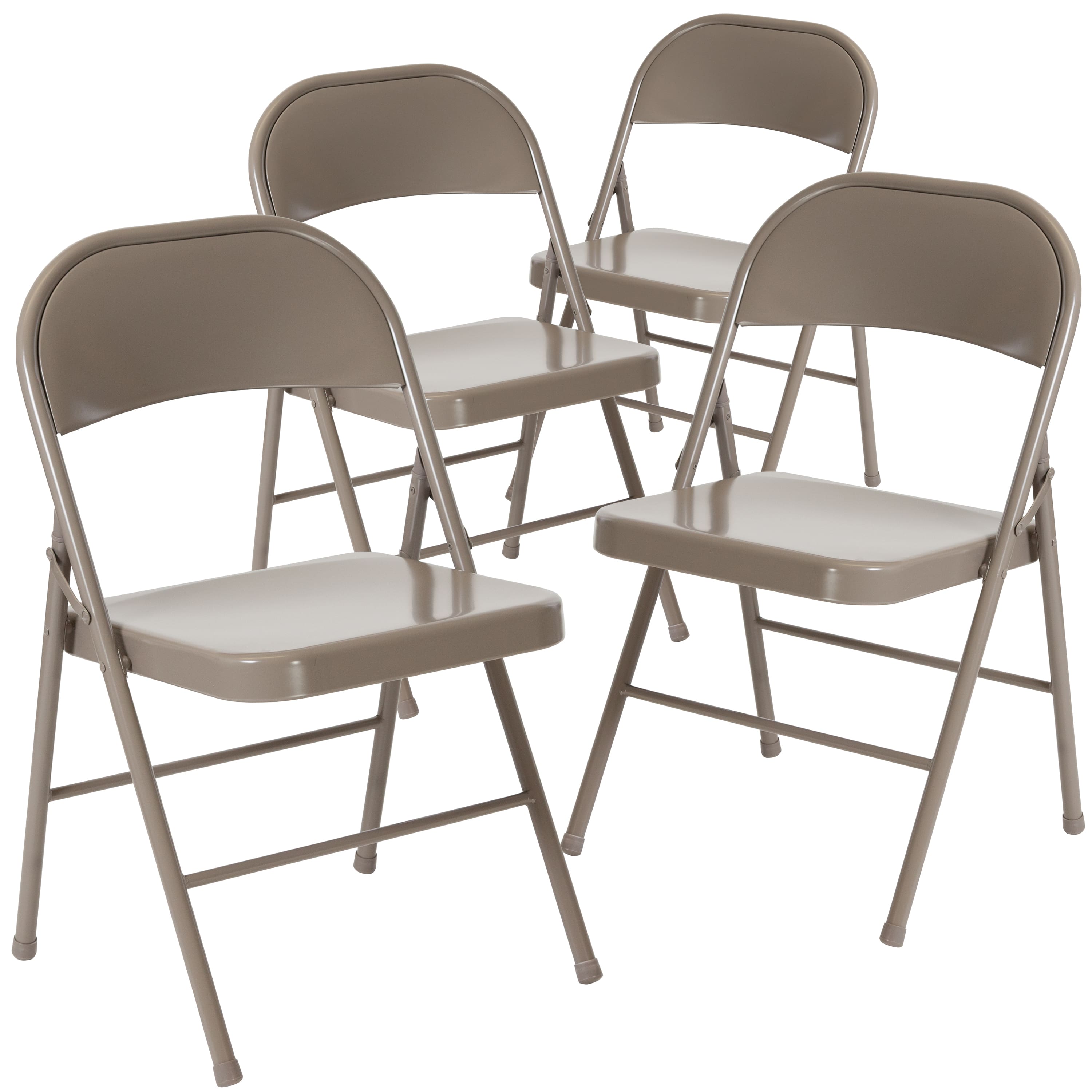Emma + Oliver - 4 Pack Double Braced Commercial Party Events Steel Metal Folding Chair - Gray