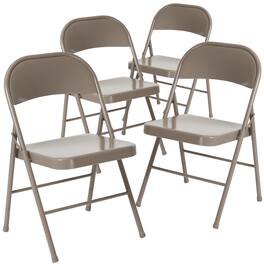 Emma + Oliver - 4 Pack Double Braced Commercial Party Events Steel Metal Folding Chair - Gray