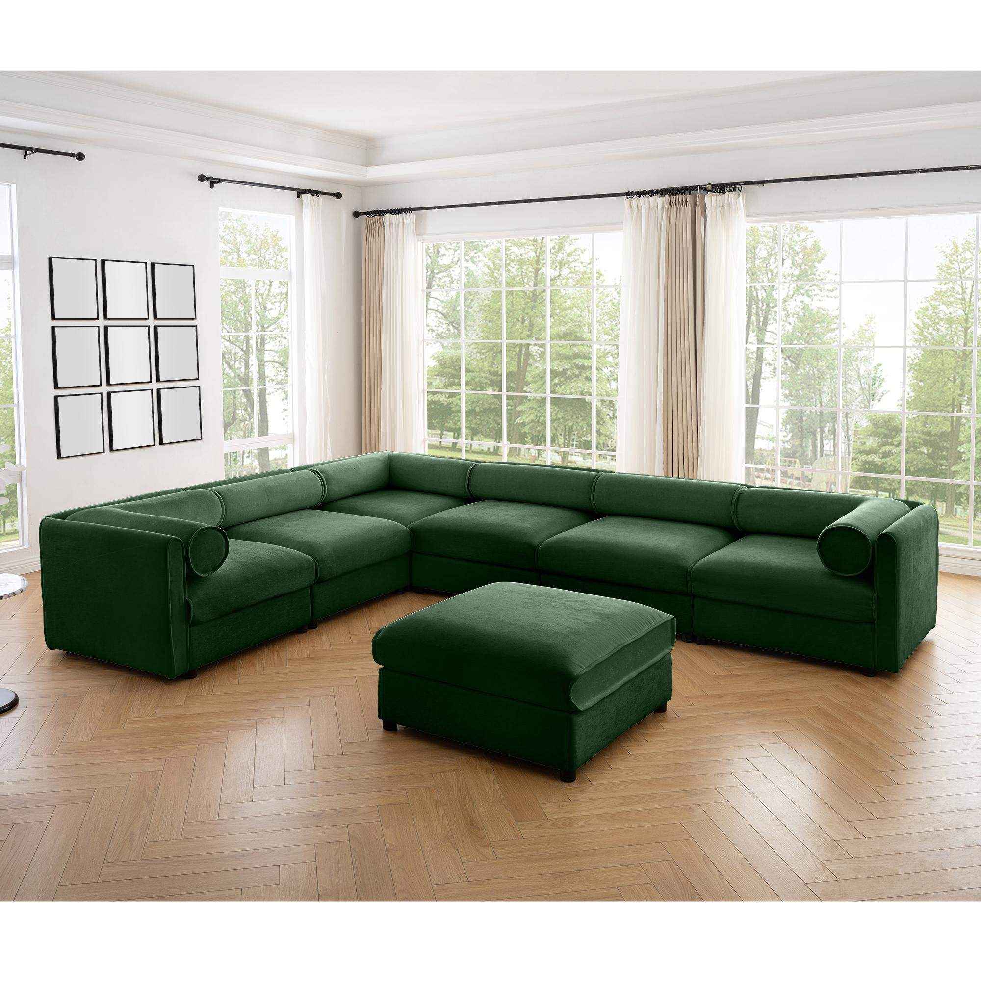 Left. LOVMOR - Large Modular Sectional Sofa Sectional Couch with Storage Chenille Sectional Sofa for Living Room Cylindrical Backrest - Green.