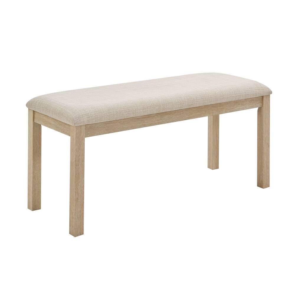 Alt View 5. Ropilly - Ropilly 38 Inch Upholstered Dining Bench, Beige Linen Padded Bedside Bench with Solid Wood Legs for Bedroom and Entryway - Beige.