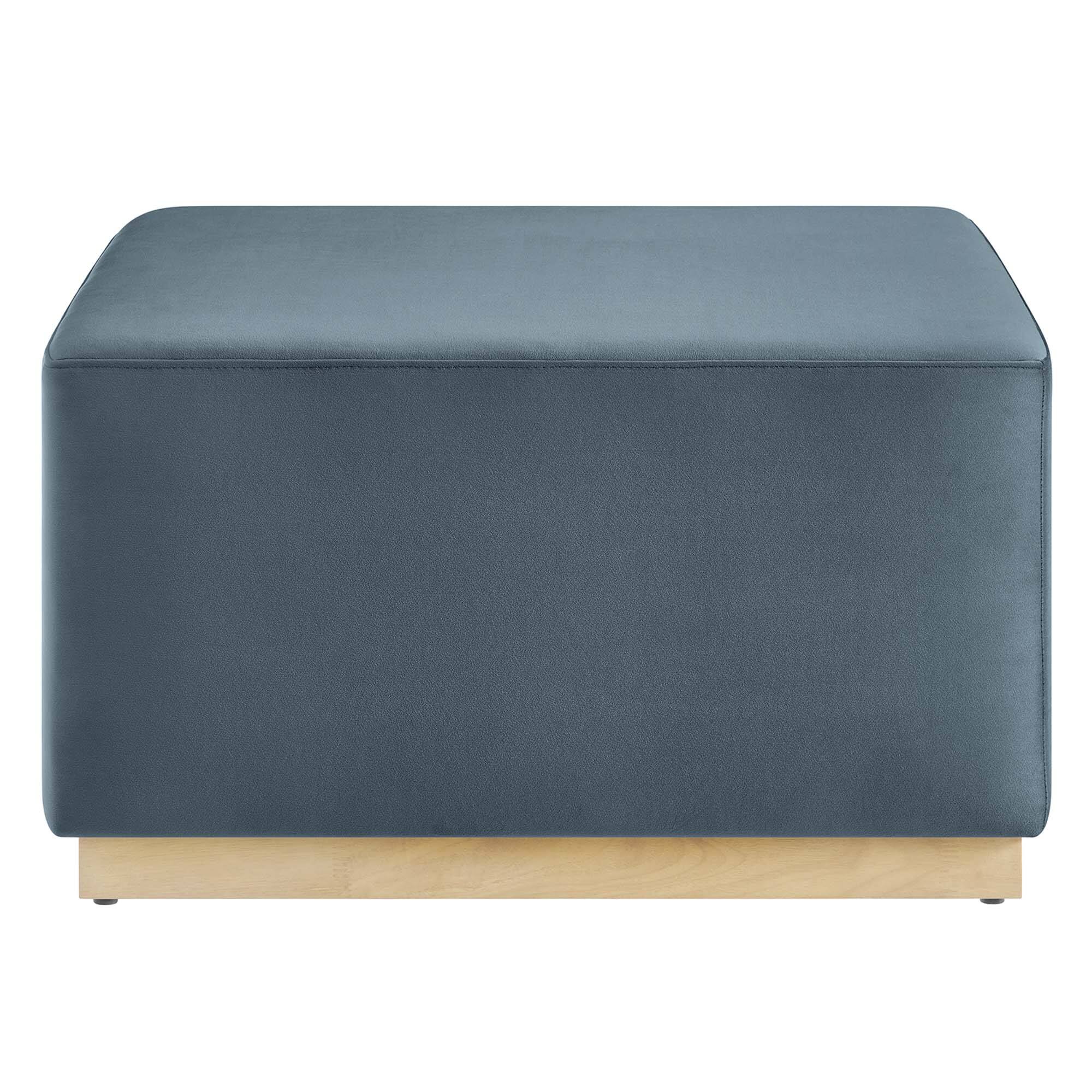 Alt View 4. Modway - Tilden Large 28" Square Performance Velvet Upholstered Ottoman by Modway - Cadet Blue Natural.