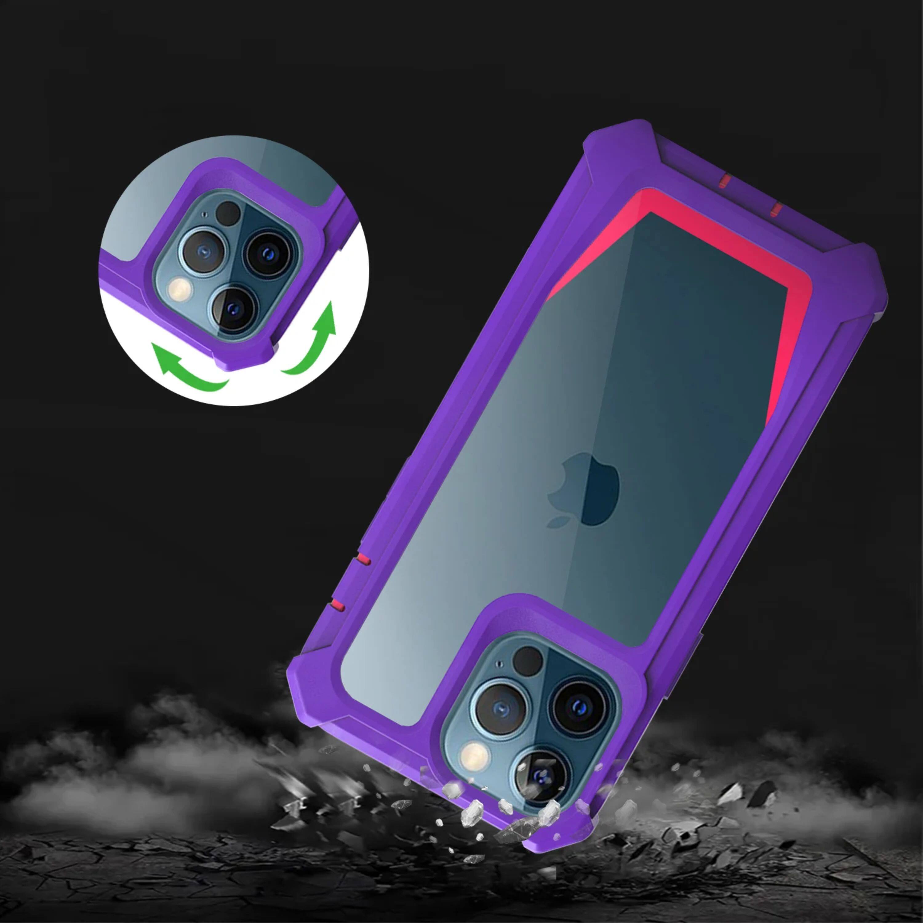Left. Kitcheniva - Shockproof Two Toned Rugged Phone Case For iPhone 14 Pro - Multicolor.
