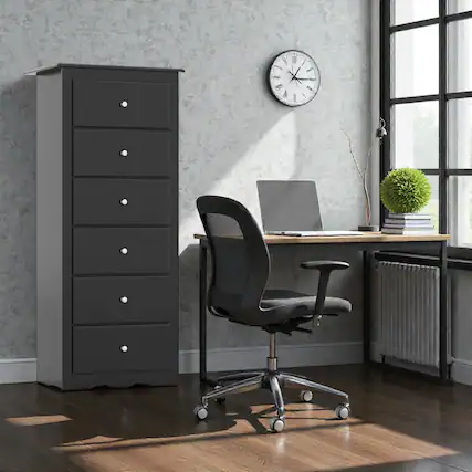 Front. Hivvago - Modern Bedroom Dresser with 6 Drawer Compartments - Black.