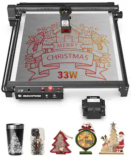 Mecpow - X5 Pro Laser Engraver, 33W High Accuracy & Air Assist, 28000mm/min, Cutter Machine for Wood Metal Acrylic Leather DIY