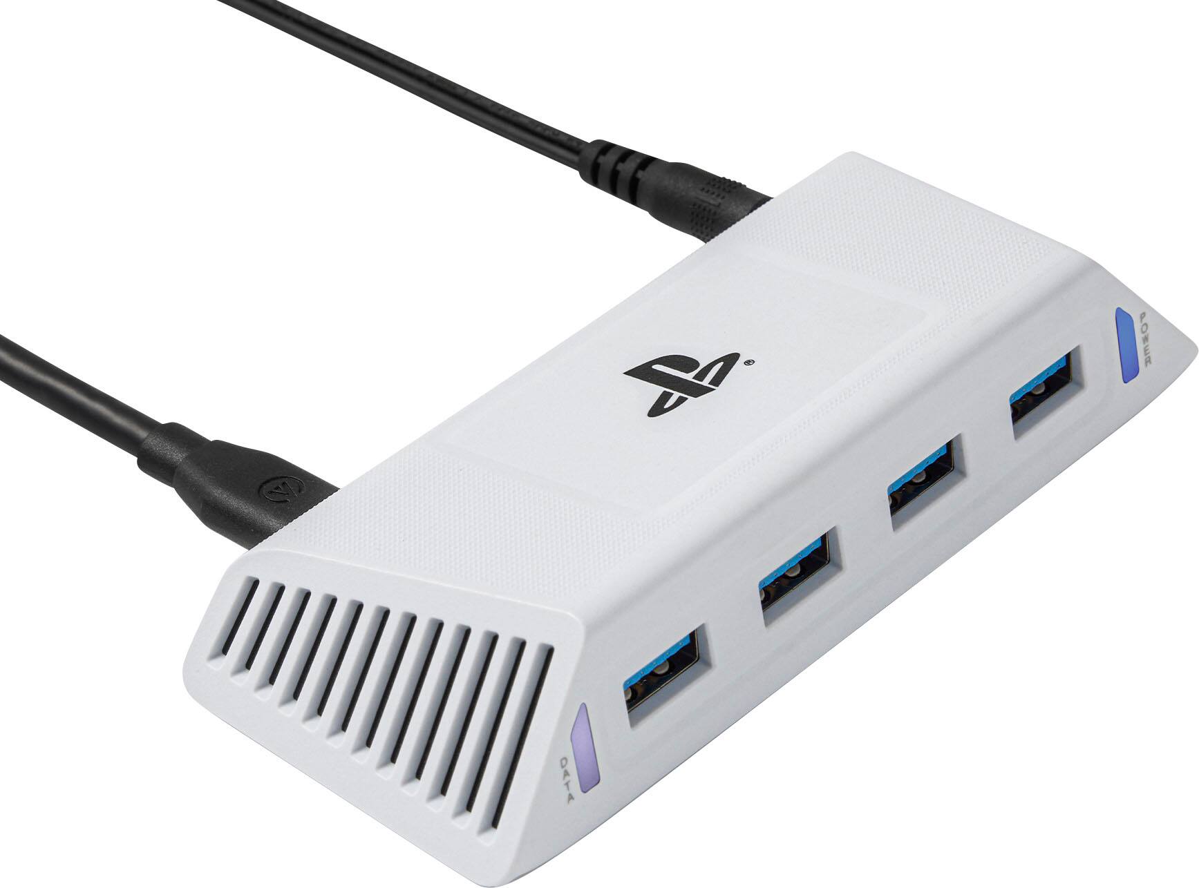 Angle. PowerA - PowerA 4-Port USB 5Gbps Hub Adapter for PlayStation5 - White.