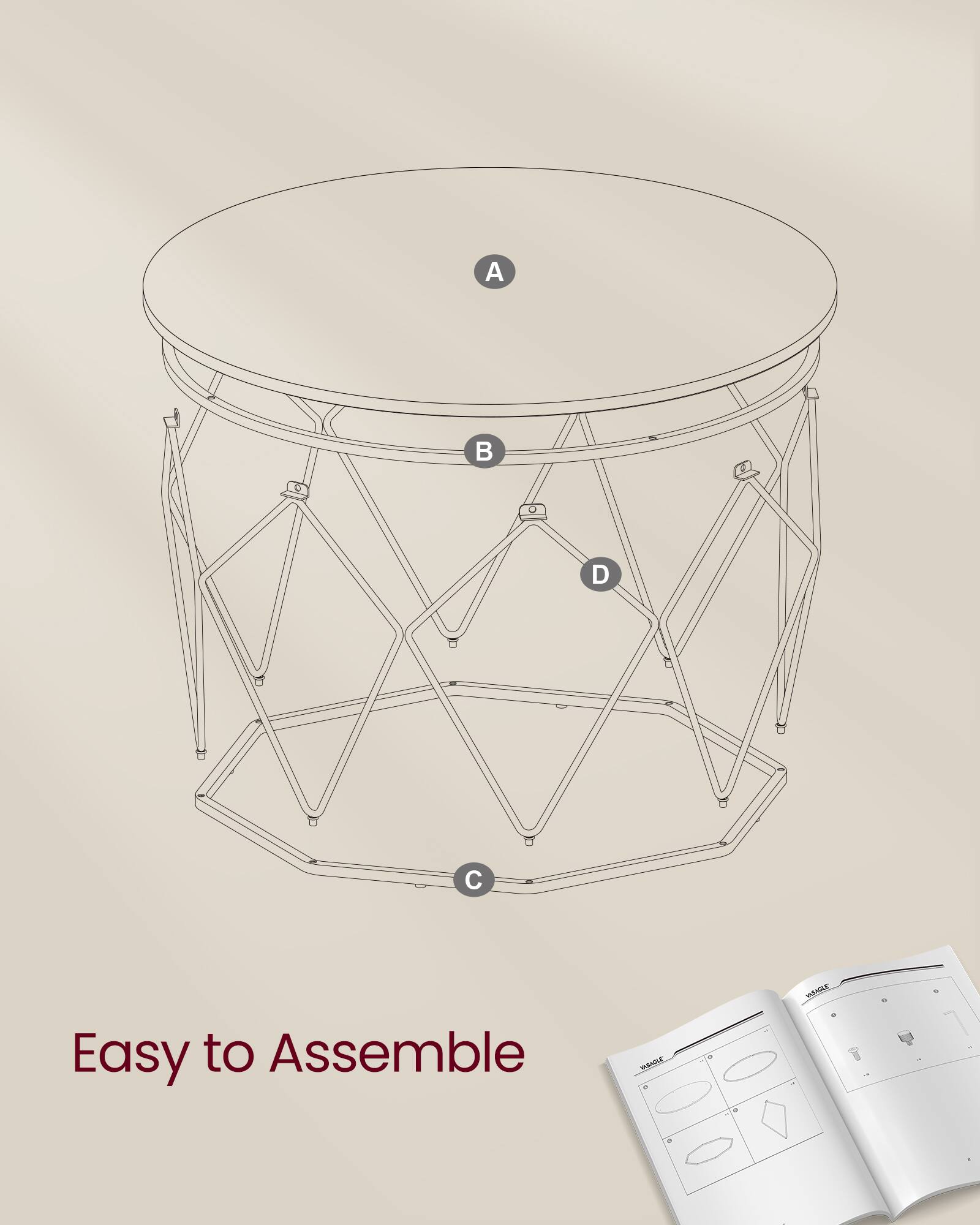 Easy to Assemble

A  
B  
C  
D