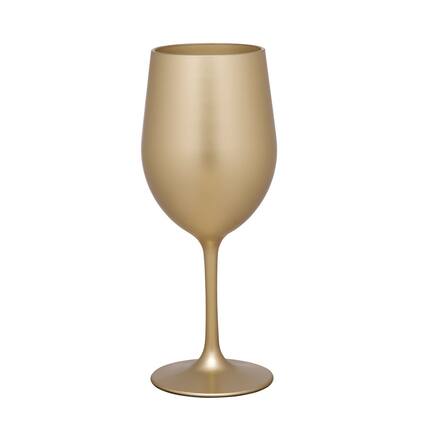 Front. APRILSOUL - Metallic Gold Plastic Wine Glasses Set of 4 BPA Free Acrylic Unbreakable Red White Wine Glasses - white.
