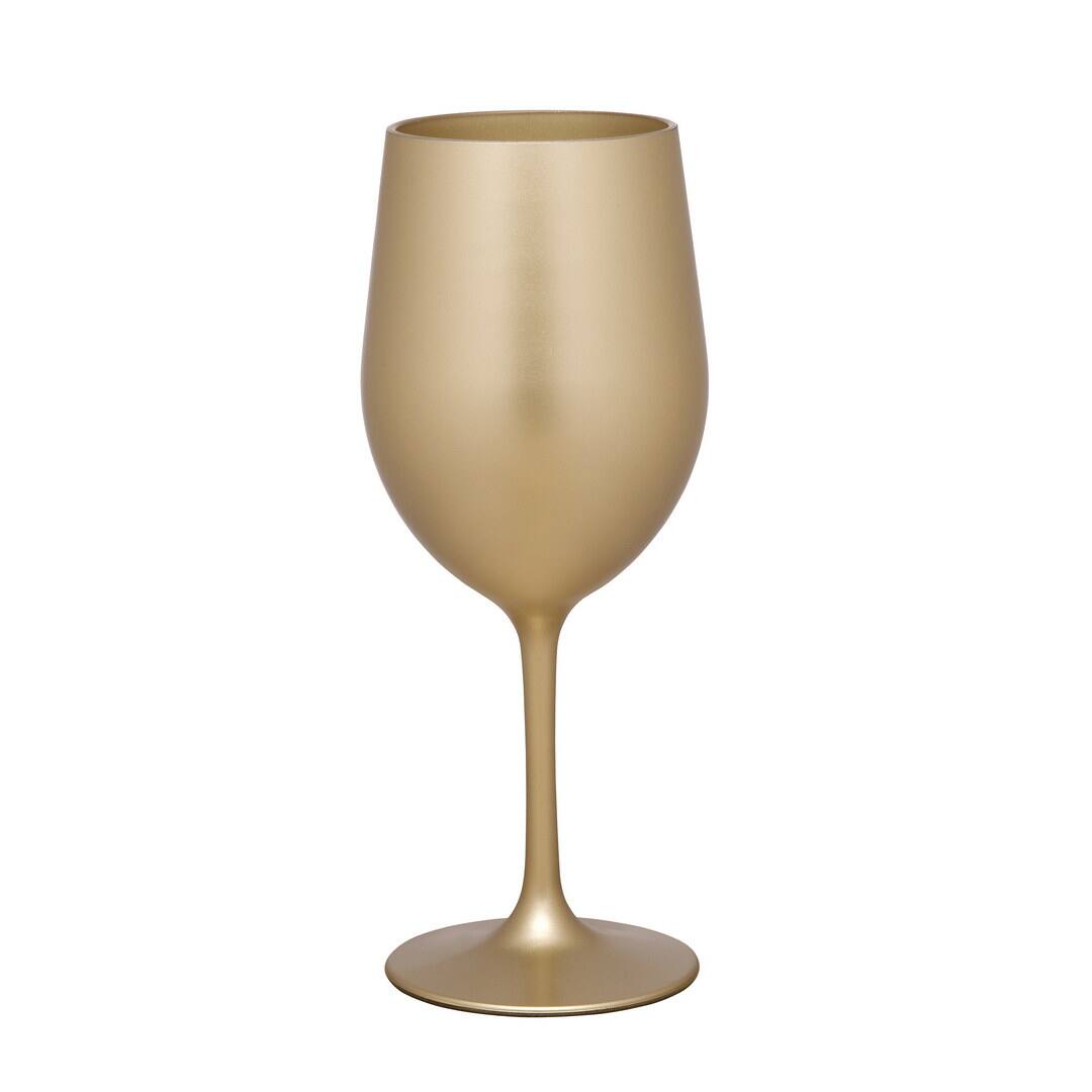 Front. APRILSOUL - Metallic Gold Plastic Wine Glasses Set of 4 BPA Free Acrylic Unbreakable Red White Wine Glasses - white.