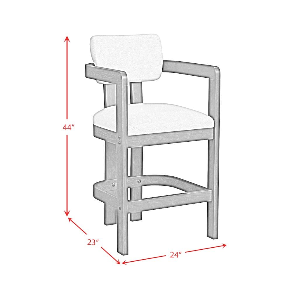 Picket House Furnishings - Canal Arm Barstool with White Fabric - Black