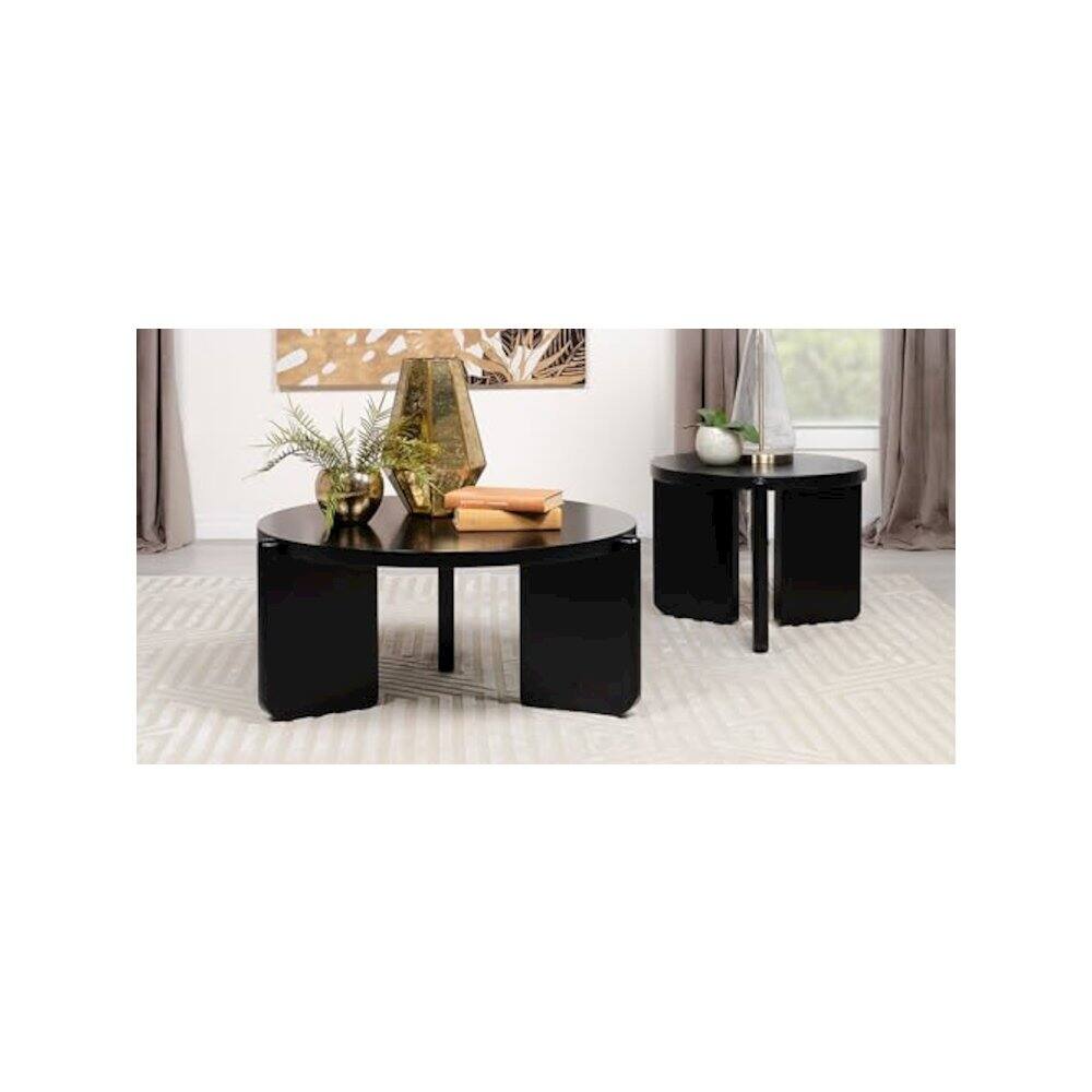 Alt View 1. Coaster Co. of America - Cordova 2-piece Solid Wood Coffee and End Table Set Black - Black.