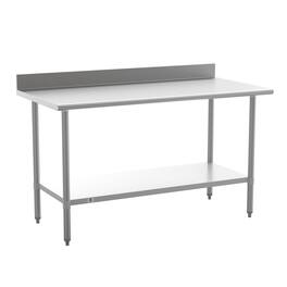Flash Furniture - Reese Commercial Grade 430 Stainless Steel 18 Gauge NSF Certified 30" x 60" Kitchen Prep and Work Table with Adjustable - Gray