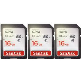 3 Units SanDisk Ultra 16GB Class 10 SDHC UHS-I Memory Card SDSDUNC-016G-GN6IN