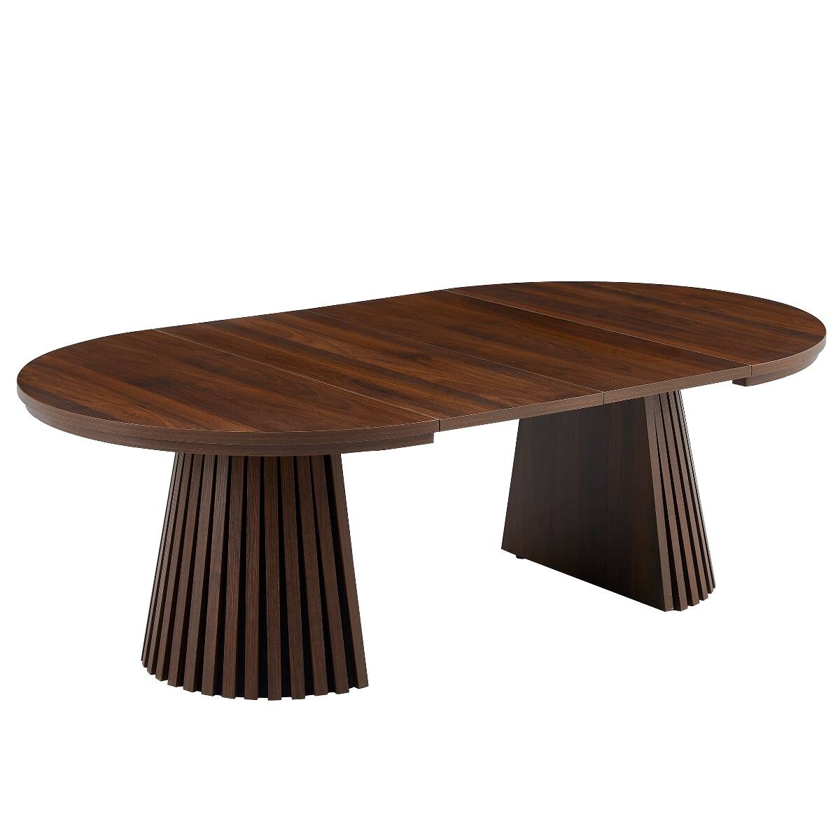 Alt View 8. Loheer - Loheer Walnut-Colored Oval Coffee Table, Extendable Wooden Table for Dining or Living Room - Walnut.