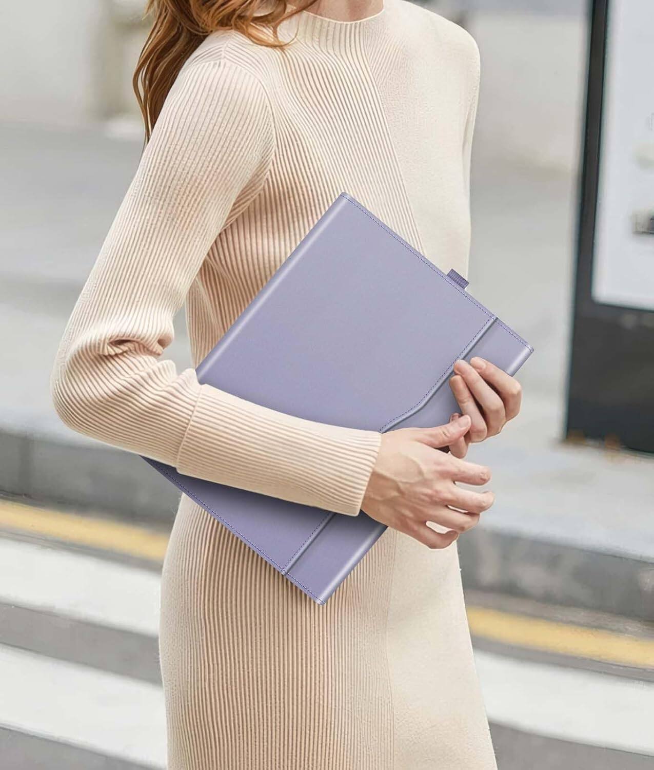 Alt View 4. Fintie - Protective Portfolio Case for Microsoft Surface Pro 12 inch 1st Edition 2025 Multi-Angle Viewing Business TPU Back Cover - Lilac Purple.
