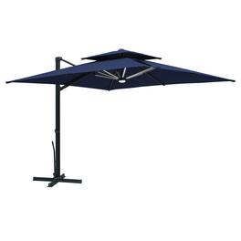 Mondawe - 10x10ft Double Top Patio Cantilever Umbrella Square with Detachable LED Light Strip - Navy Blue