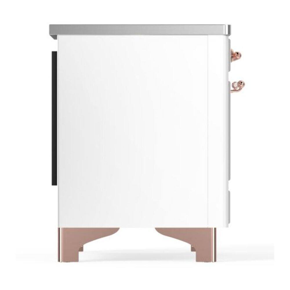 Alt View 5. ILVE - ILVE Majestic II 36 inch Induction Range with 5 Elements (White, Copper Trim) - White.