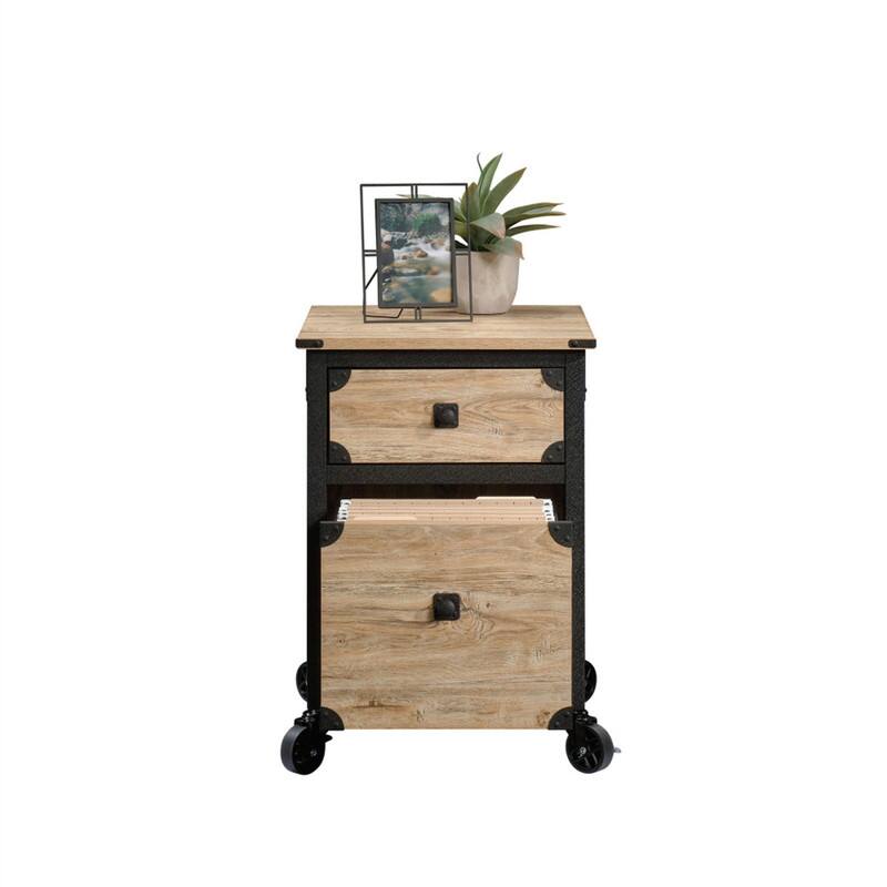 Alt View 2. HTUTWOO - File Pedestal with Smooth-Glide Drawer - Mobile Filing Cabinet with Wheels, Under Desk Storage for Home Office - Beige+Natural.