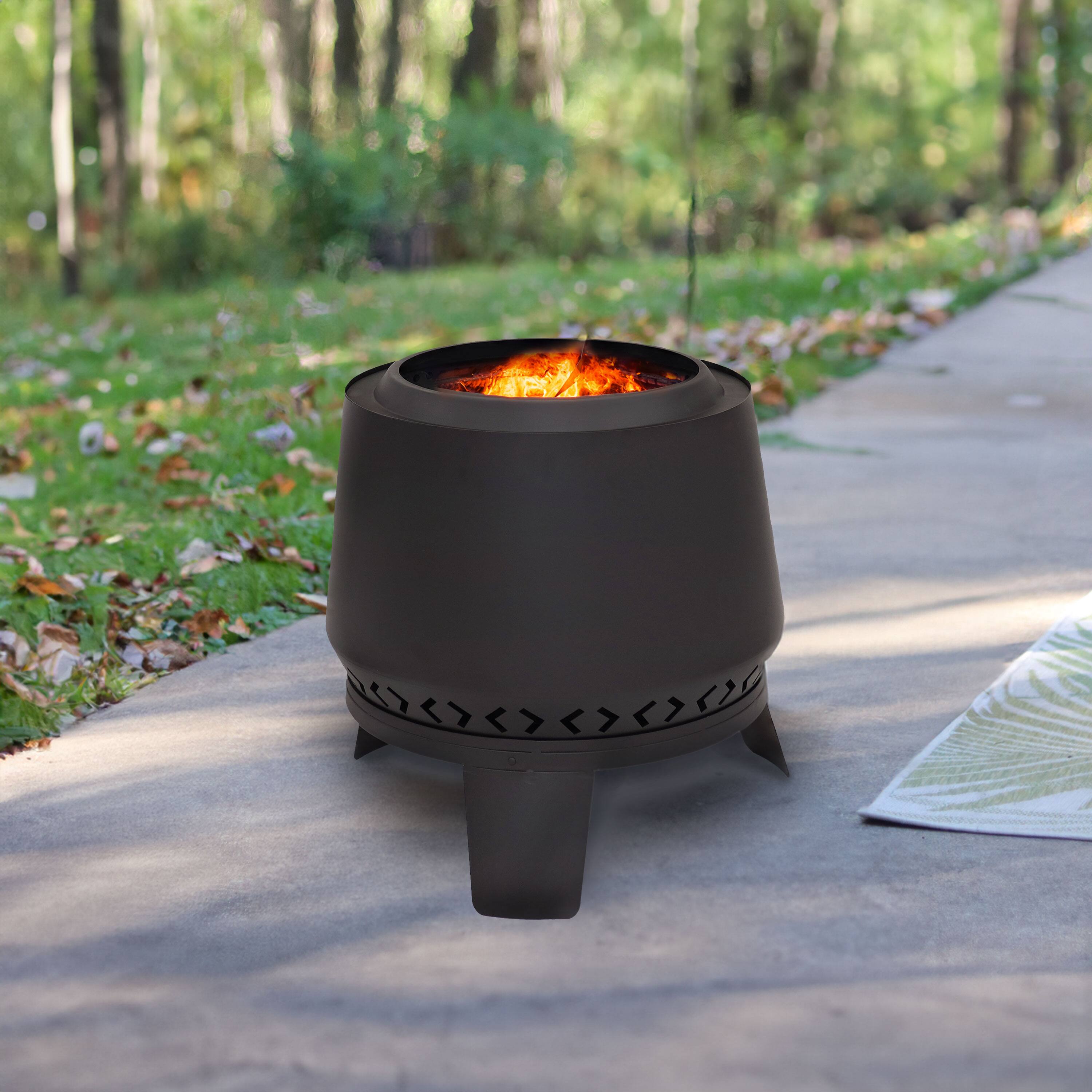 Alt View 1. Sunnydaze - 20 in Heavy-Duty Steel Smokeless Fire Pit - Black.