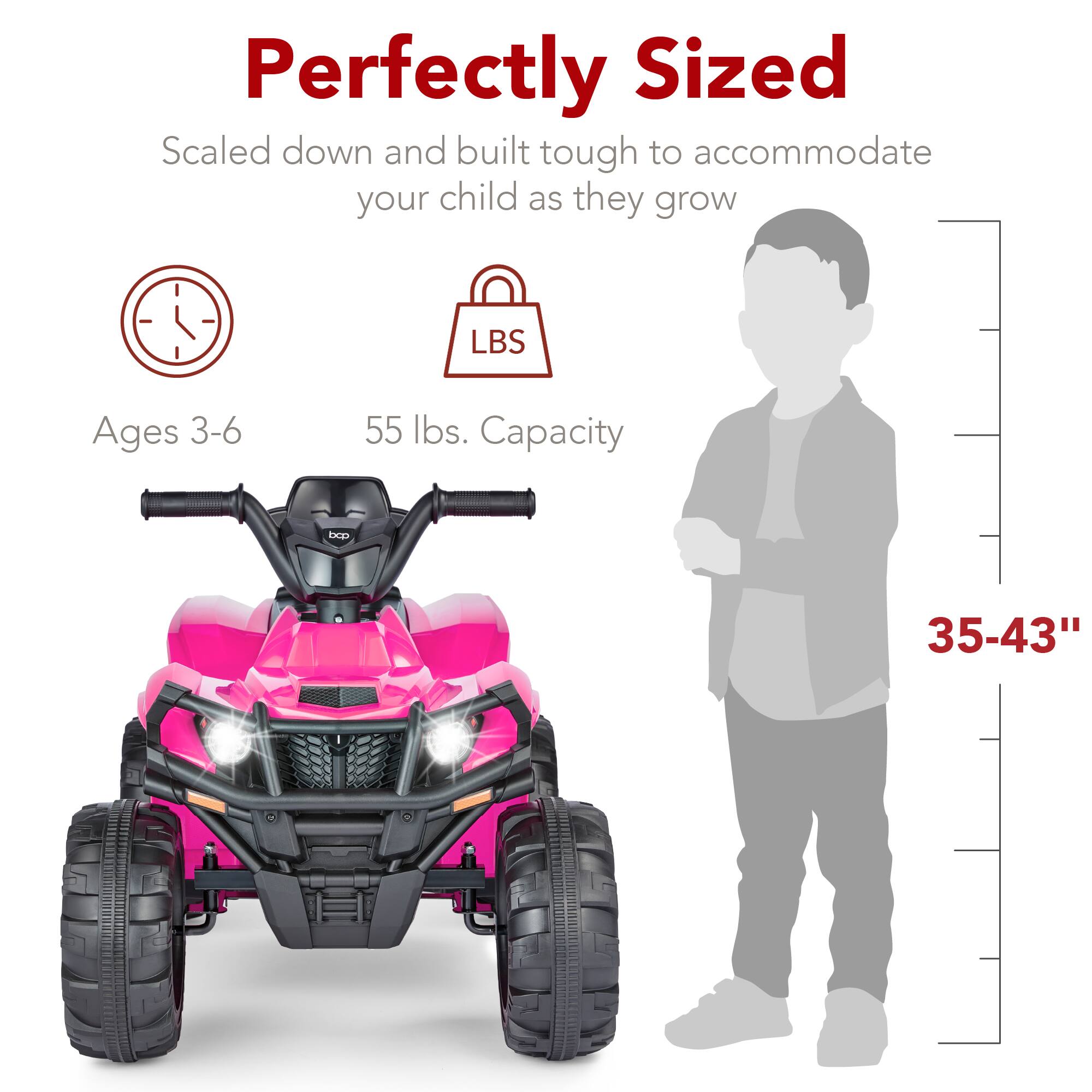 Perfectly Sized  
Scaled down and built tough to accommodate your child as they grow  
Ages 3-6  
55 lbs. Capacity  
Height: 35-43"