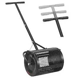 VEVOR - Compost Spreader, 16.5" Wide Peat Moss Spreader with T Shaped Handle, 3 Heights Adjustable, Powder-Coated Steel Garden - Black