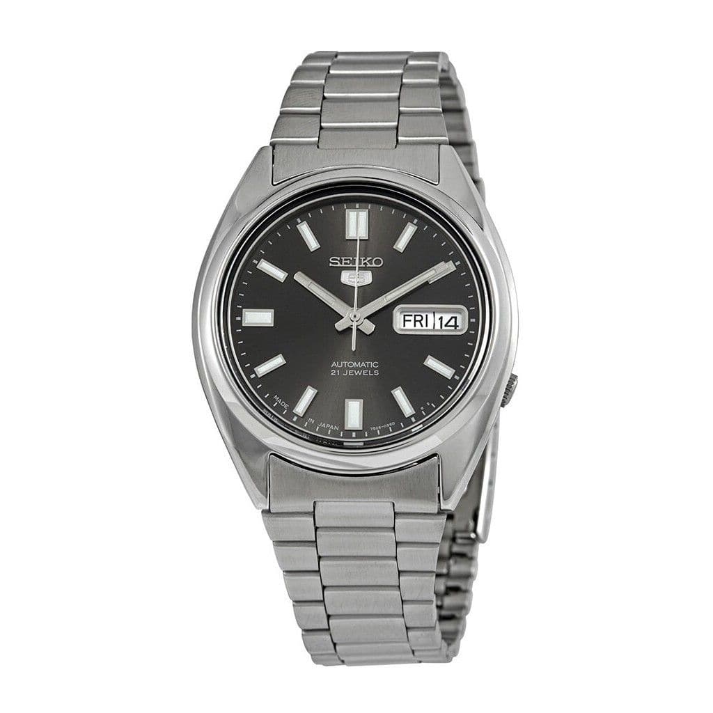 Seiko - 5 Automatic SNXS79J1 Mens Watch 21 Jewels Japan Made Stainless Steel Black Dial Date/Day Display 30M - Silver/Black