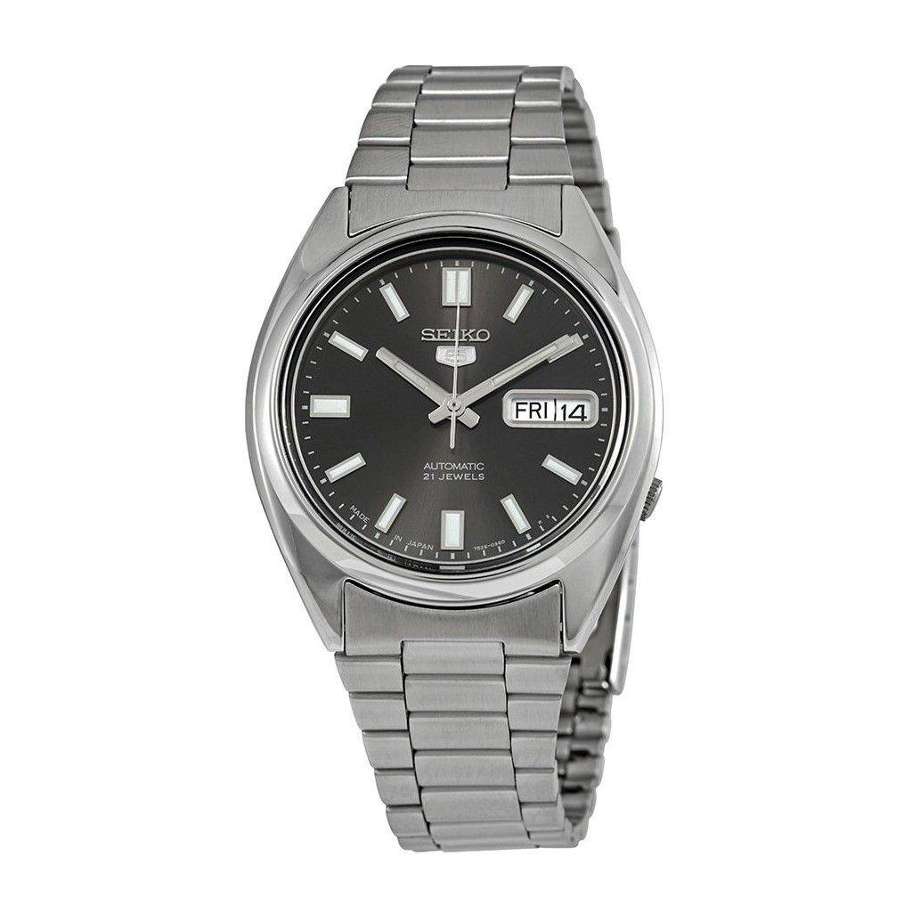 Seiko - 5 Automatic SNXS79J1 Mens Watch 21 Jewels Japan Made Stainless Steel Black Dial Date/Day Display 30M - Silver/Black