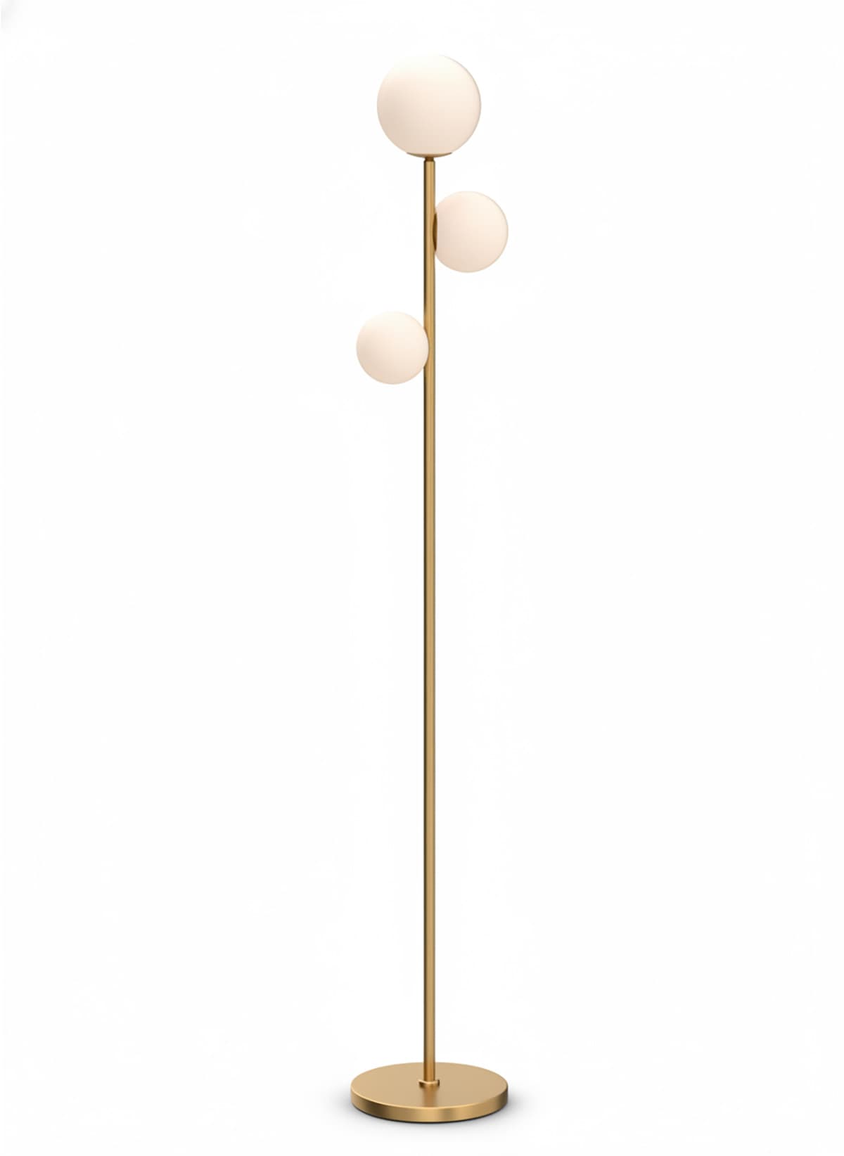 FINEAK - 3-Globe Floor Lamp with 3x2700K Warm LED Bulbs - Antique Brass Standing Lamp with Frosted Glass Shades - Gold
