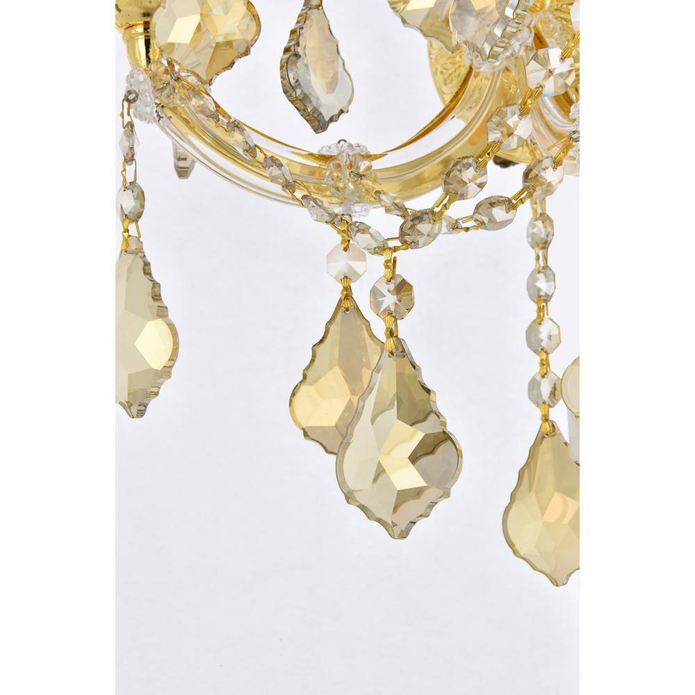 Back. Elegant Lighting - Maria Theresa 2 light Gold Wall Sconce Golden Teak (Smoky) Royal Cut Crystal - Gold.