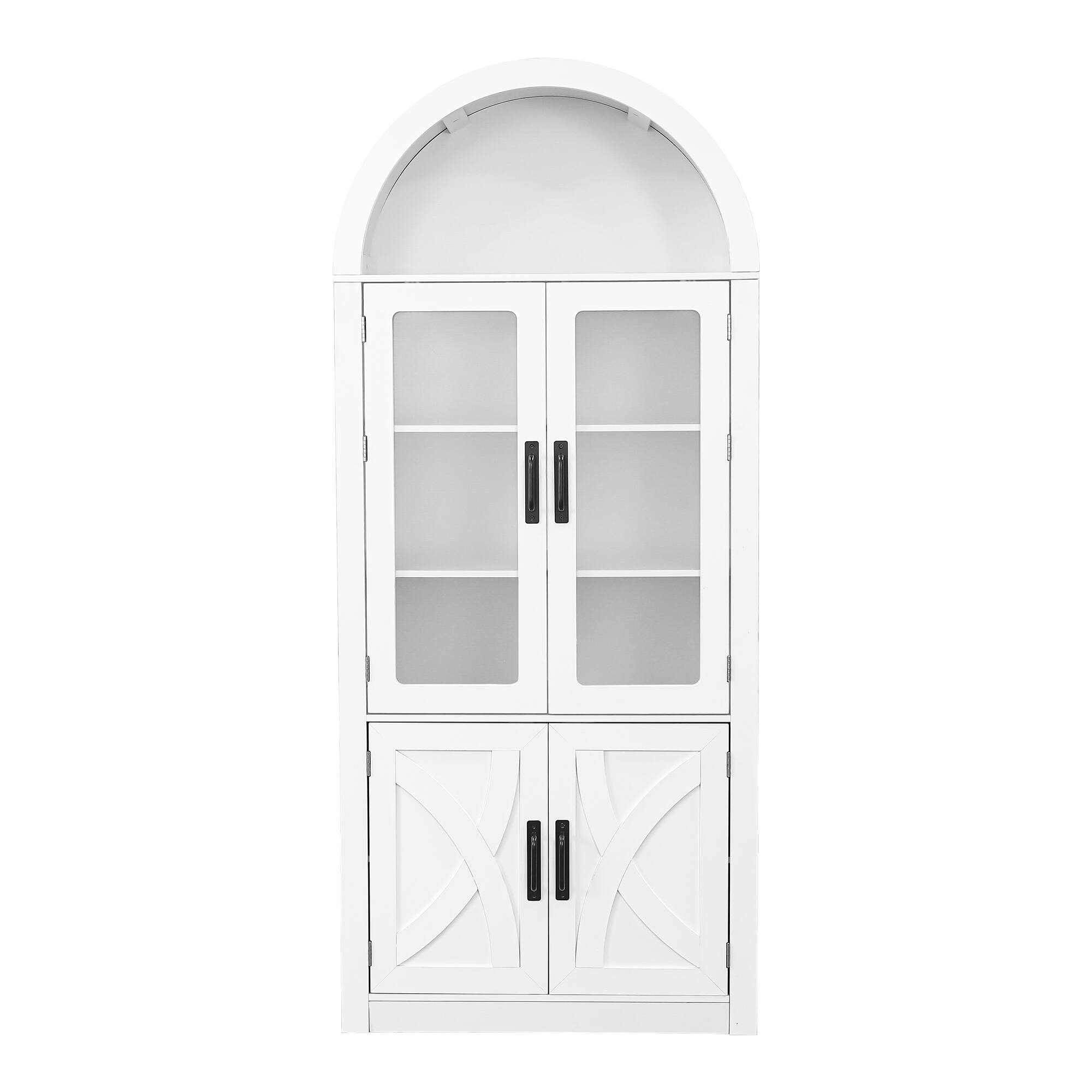 Alt View 2. Ihomeadore - 69.7 Inch Modern Wood Arched Display Cabinet with 4 Doors and 3 Adjustable Shelves - White.