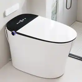 TOTTE - Smart Bidet Toilet with Auto Flush, Heated Seat, Warm Water Wash, Dryer, Foam Shield & Remote Control - White & Black