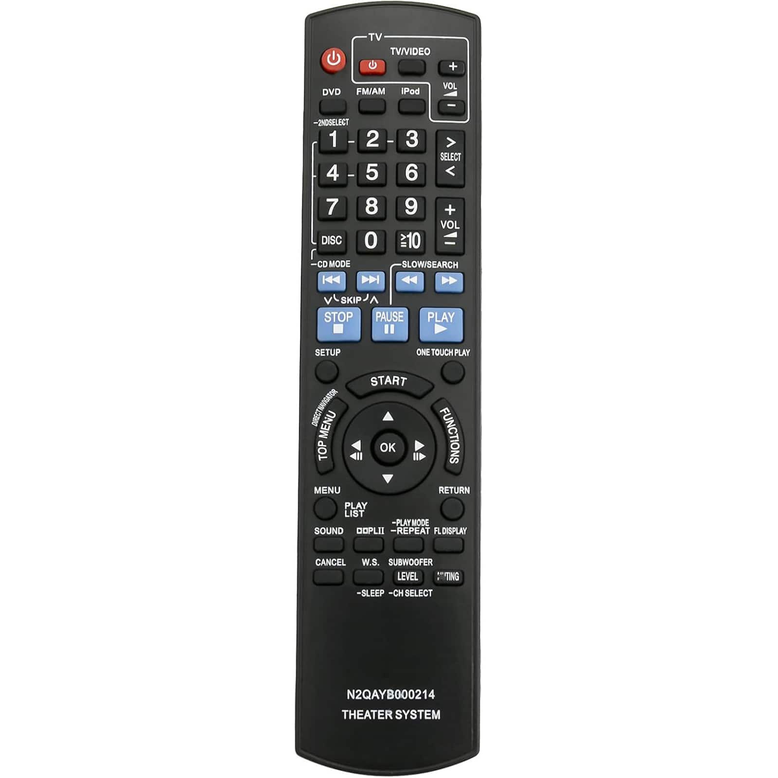 ZdalaMit - Replacement Remote N2QAYB000214 fit for Panasonic DVD Home Theater System SC-PT760 SC-PT954 SAPT1054 SAPT760 SAPT954 - Black