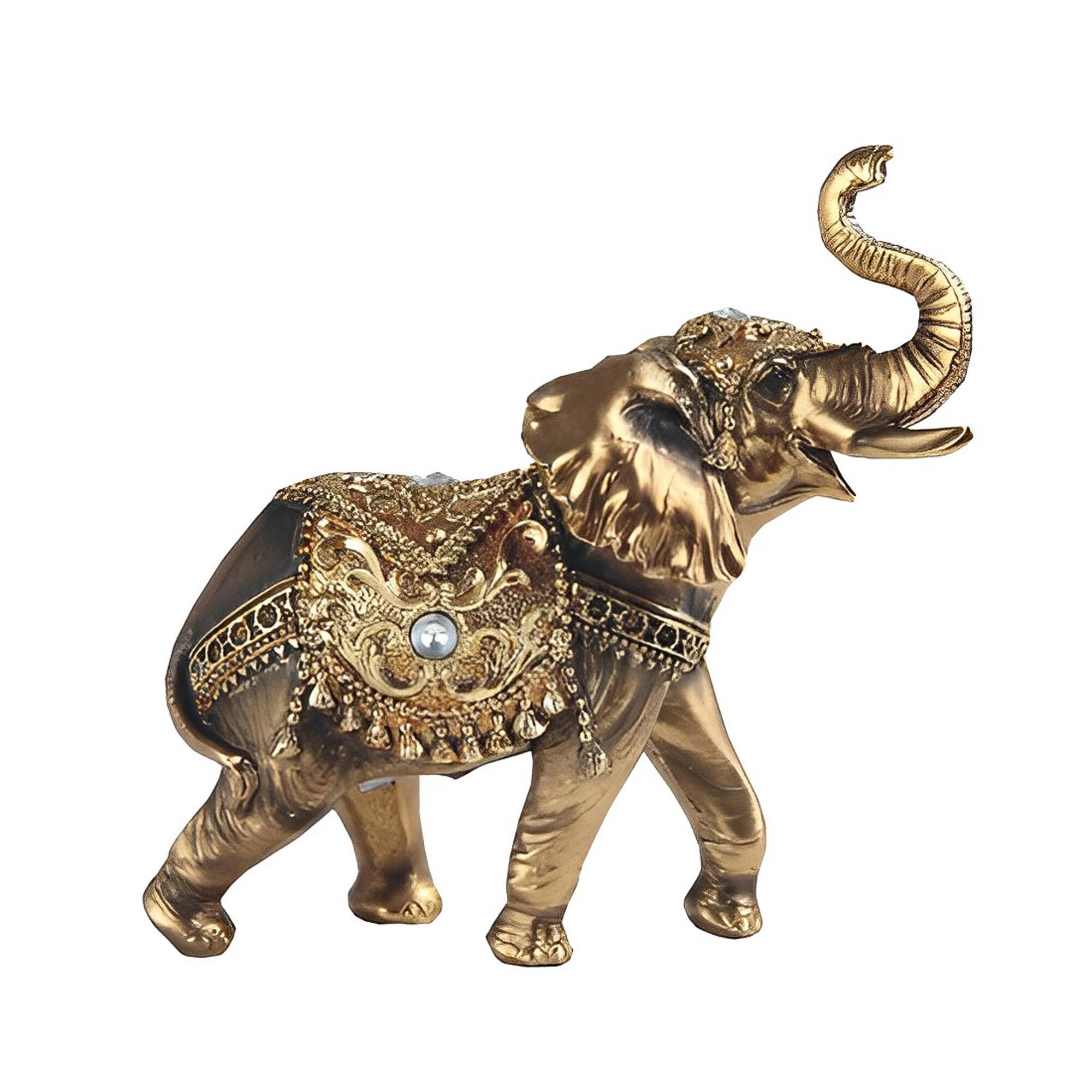 Front. FC Design - FC Design 6"W Thai Elephant with Trunk Up Figurine Statue Office Desk Tabletop Home Decor Gift - Multi-Color.