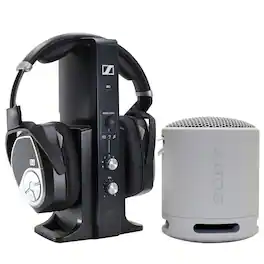 Sennheiser - RS 195 Digital Wireless Headphone System with XB100 Portable Speaker - Black
