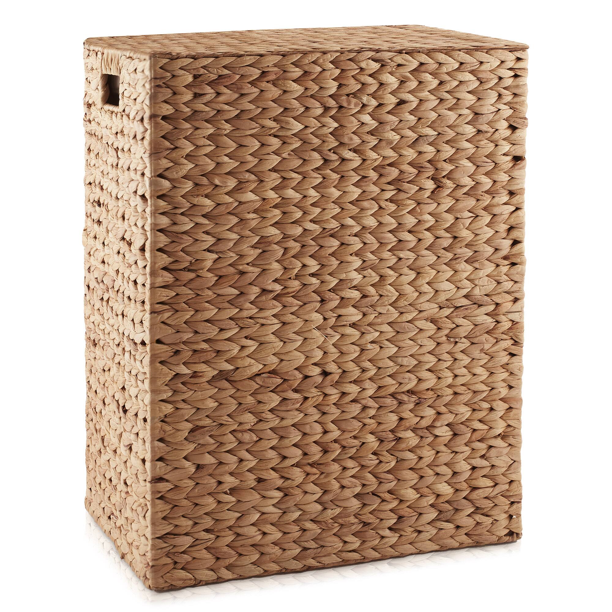 Alt View 4. Casafield - Large Laundry Hamper Basket w Lid and Liner - Water Hyacinth - Cinnamon.