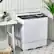 Angle. Costway - 26 lb. Portable Semi-Automatic Washing Machine with Built-in Drain Pump - Grey and White.