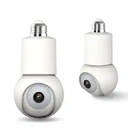 eco4life - Smart WiFi 2K/4MP PTZ Light Bulb Security Camera - White