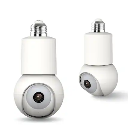 Front. eco4life - Smart WiFi 2K/4MP PTZ Light Bulb Security Camera - WHITE.