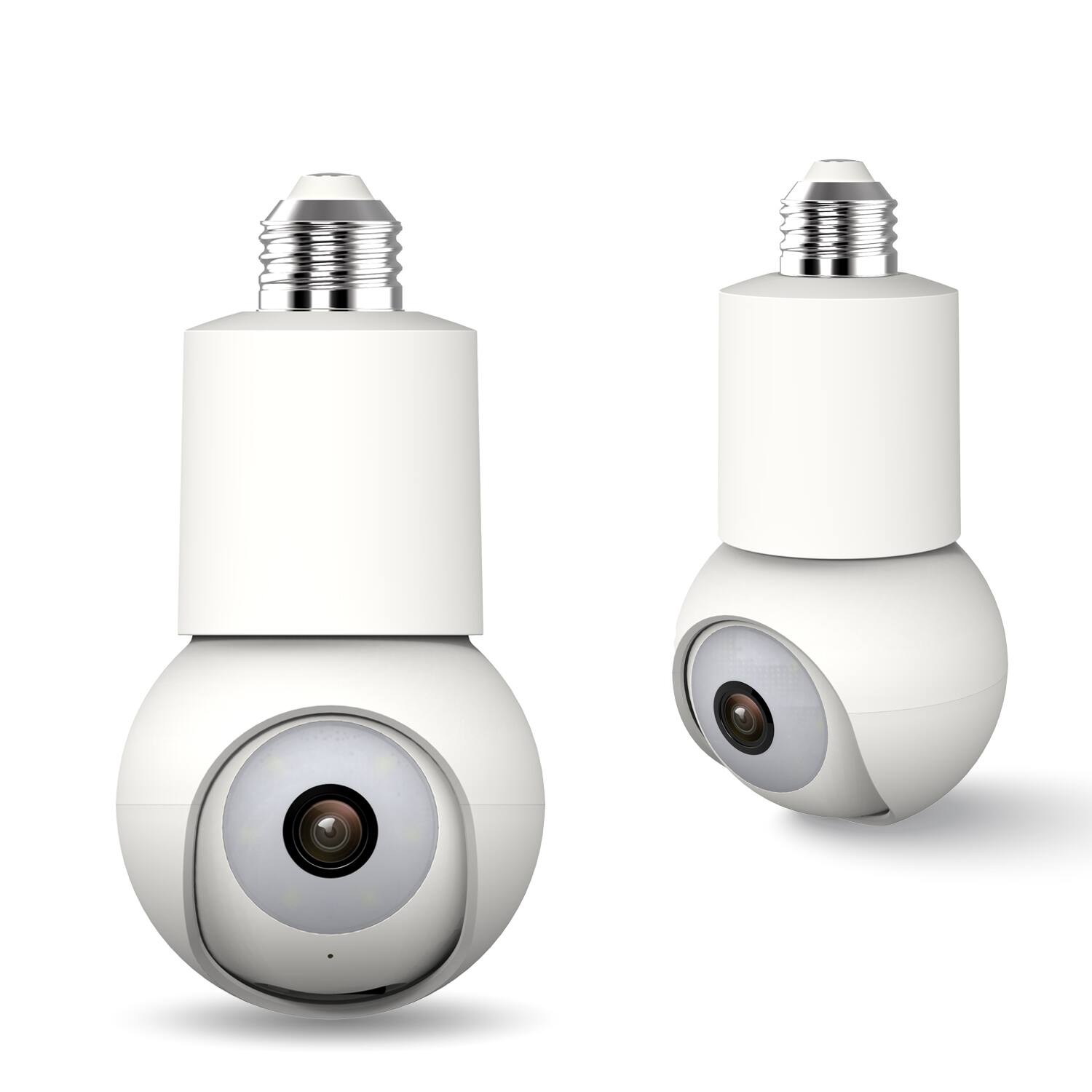 eco4life - Smart WiFi 2K/4MP PTZ Light Bulb Security Camera - White