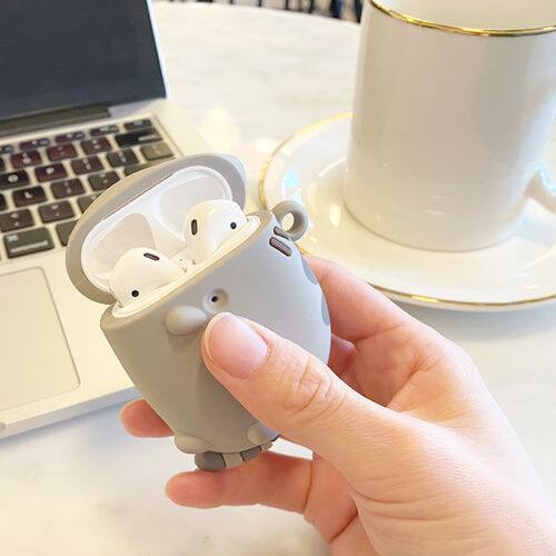 Alt View 1. iFace - Pusheen The Cat Cute Compatible with Apple AirPods 1 and 2 Generation - Silicone Figure Protective Case With Carabiner - Pusheen - Laying down (Multicolor).
